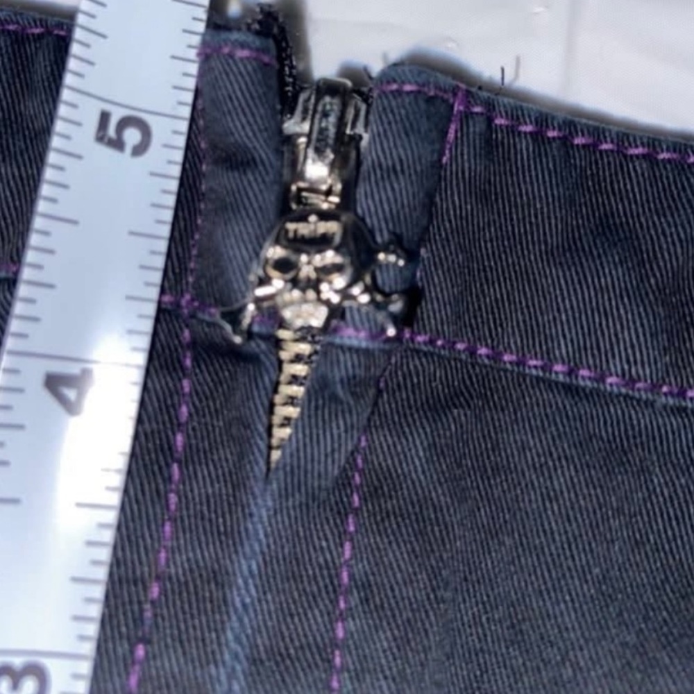 RARE Vintage Y2K Black and Purple Plaid Tripp NYC mini skirt - Picture 4 of 9